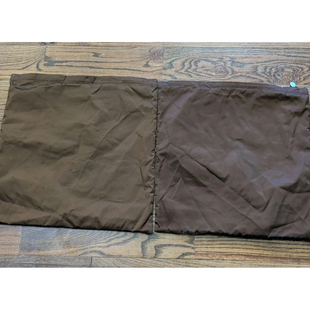 Pier 1 Imports Brown & Green/Olive Spiral Ribbon Set Of 2 Pillow Covers 18